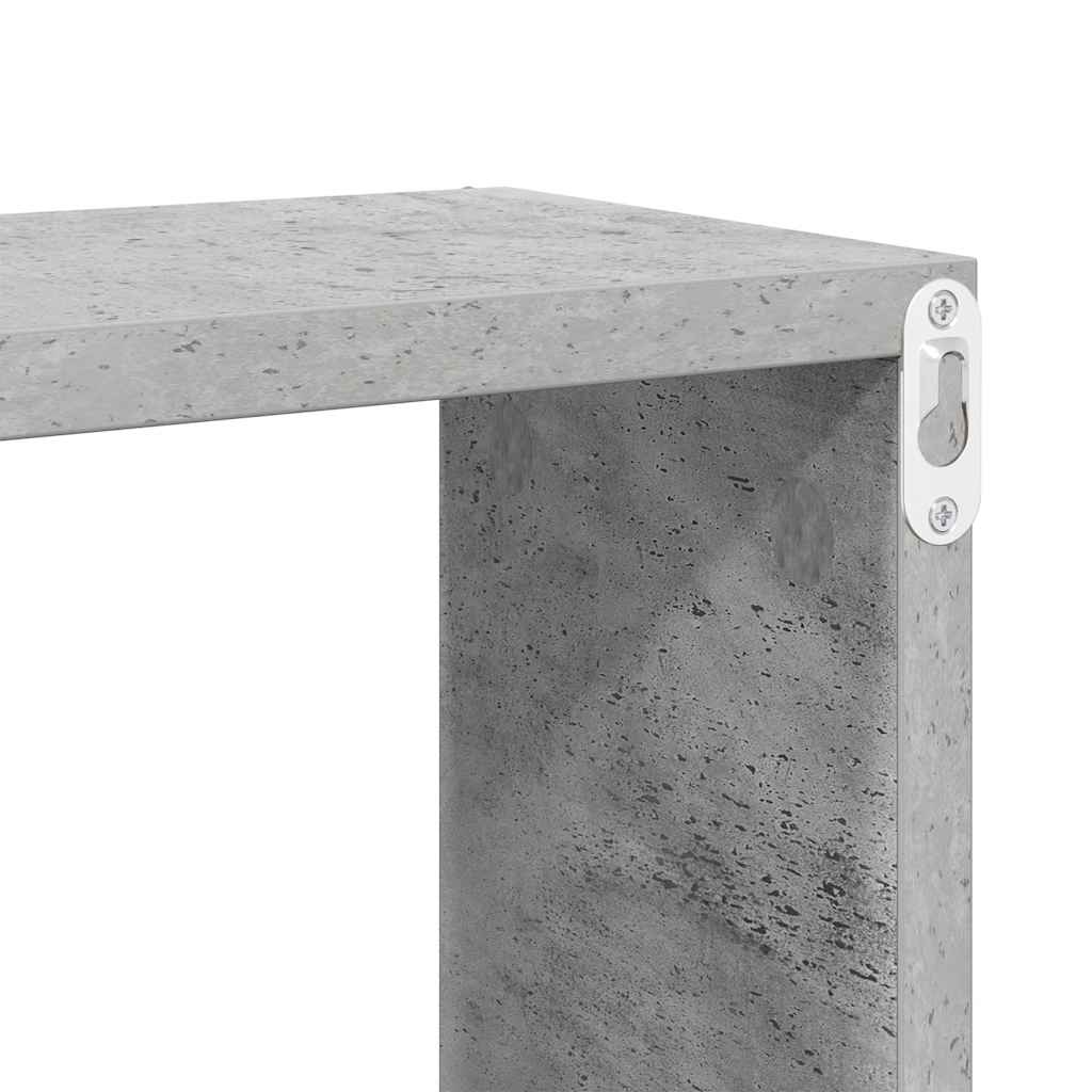 væghylder 4 stk. 30x15x30 cm kubeformet betongrå