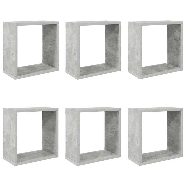væghylder 6 stk. 30x15x30 cm kubeformet betongrå