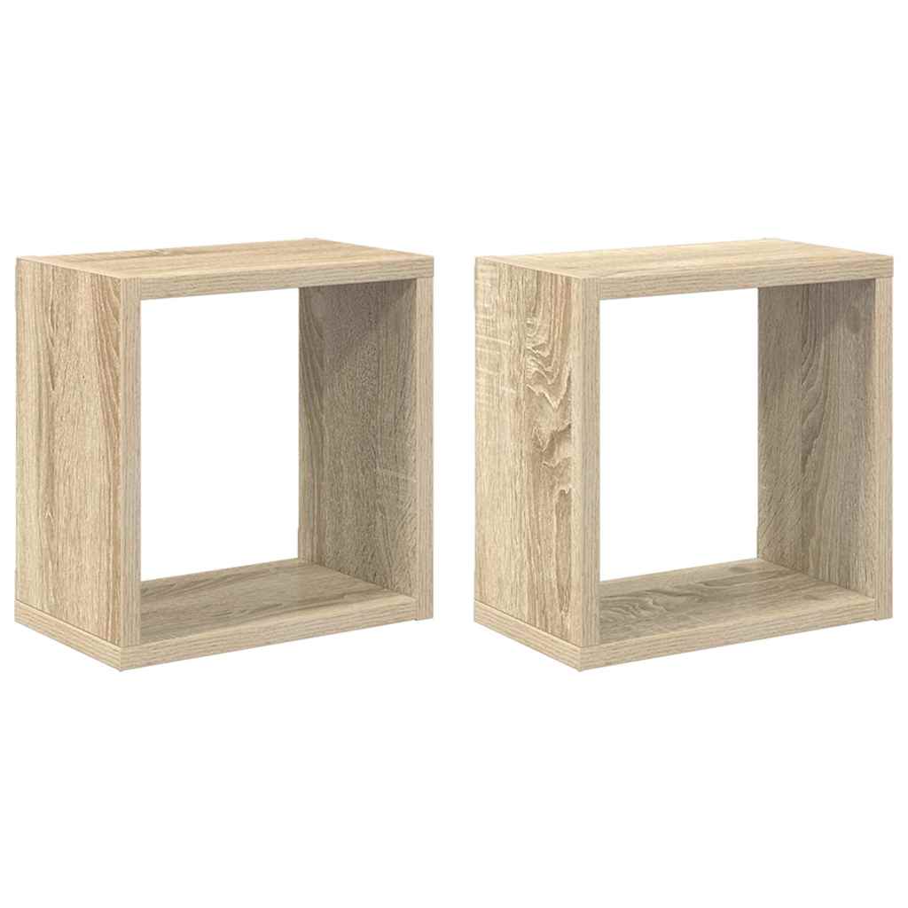 væghylder 2 stk. 26x15x26 cm kubeformet sonoma-eg