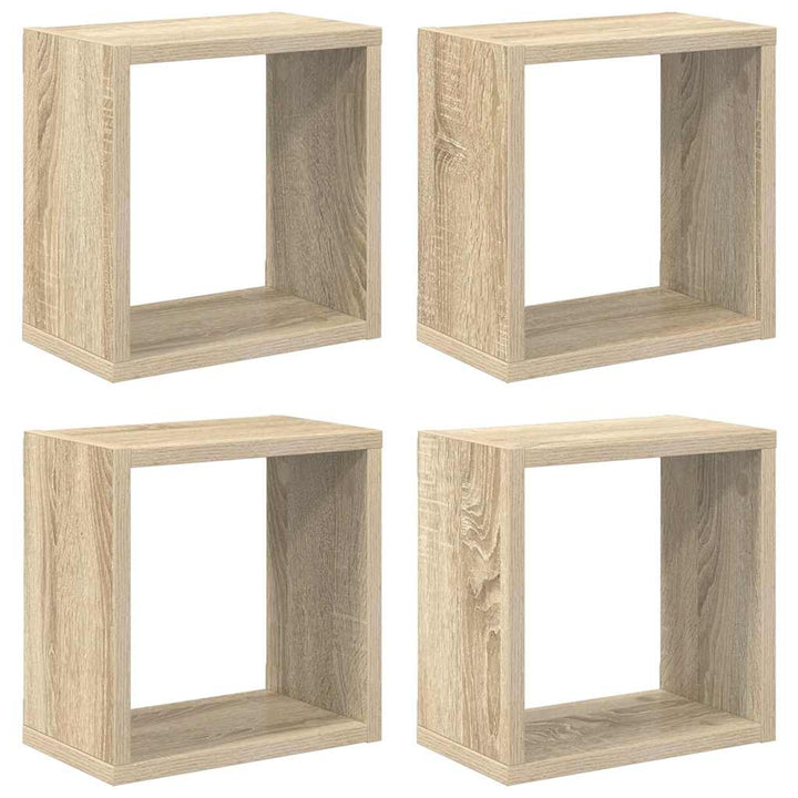 væghylder 4 stk. 26x15x26 cm kubeformet sonoma-eg