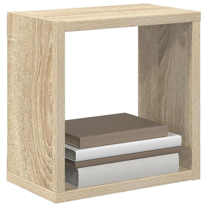 væghylder 4 stk. 26x15x26 cm kubeformet sonoma-eg