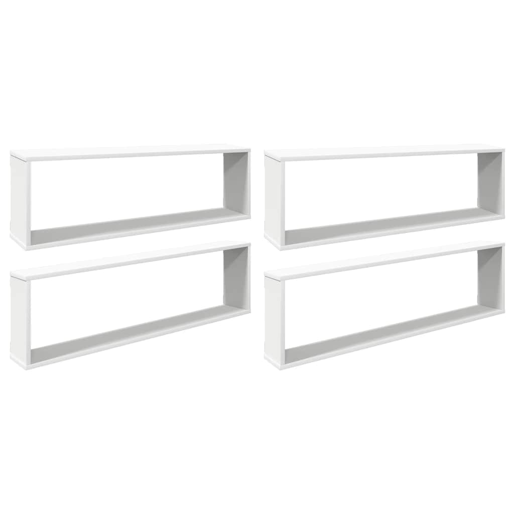 væghængte kubehylder 4 stk. 100x15x30 cm konstrueret træ hvid
