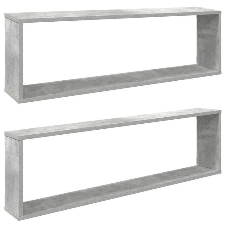 væghylder 2 stk. 100x15x30 cm konstrueret træ betongrå