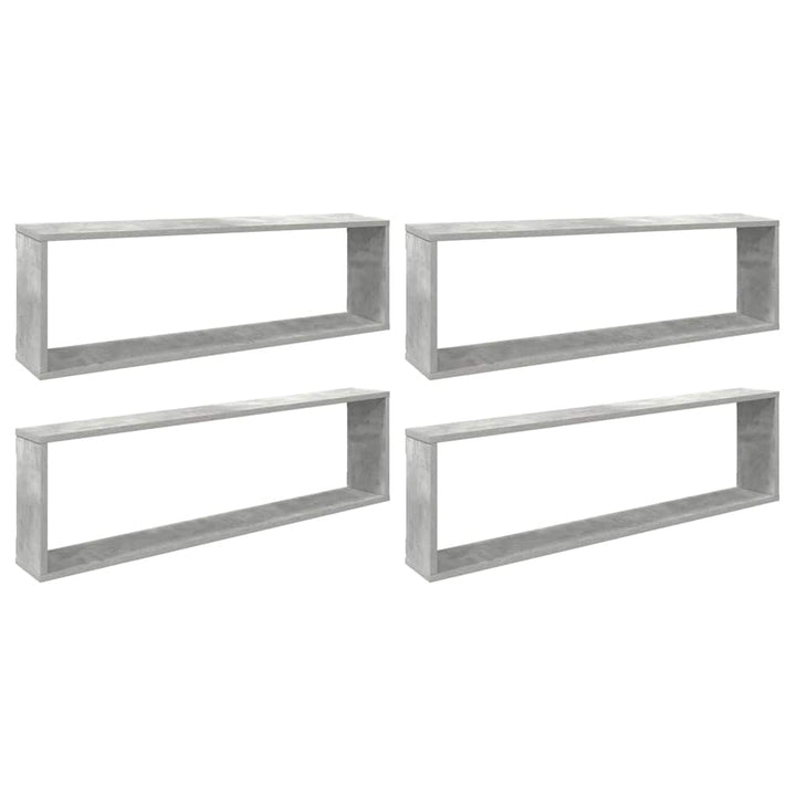 væghylder 4 stk. 100x15x30 cm konstrueret træ betongrå