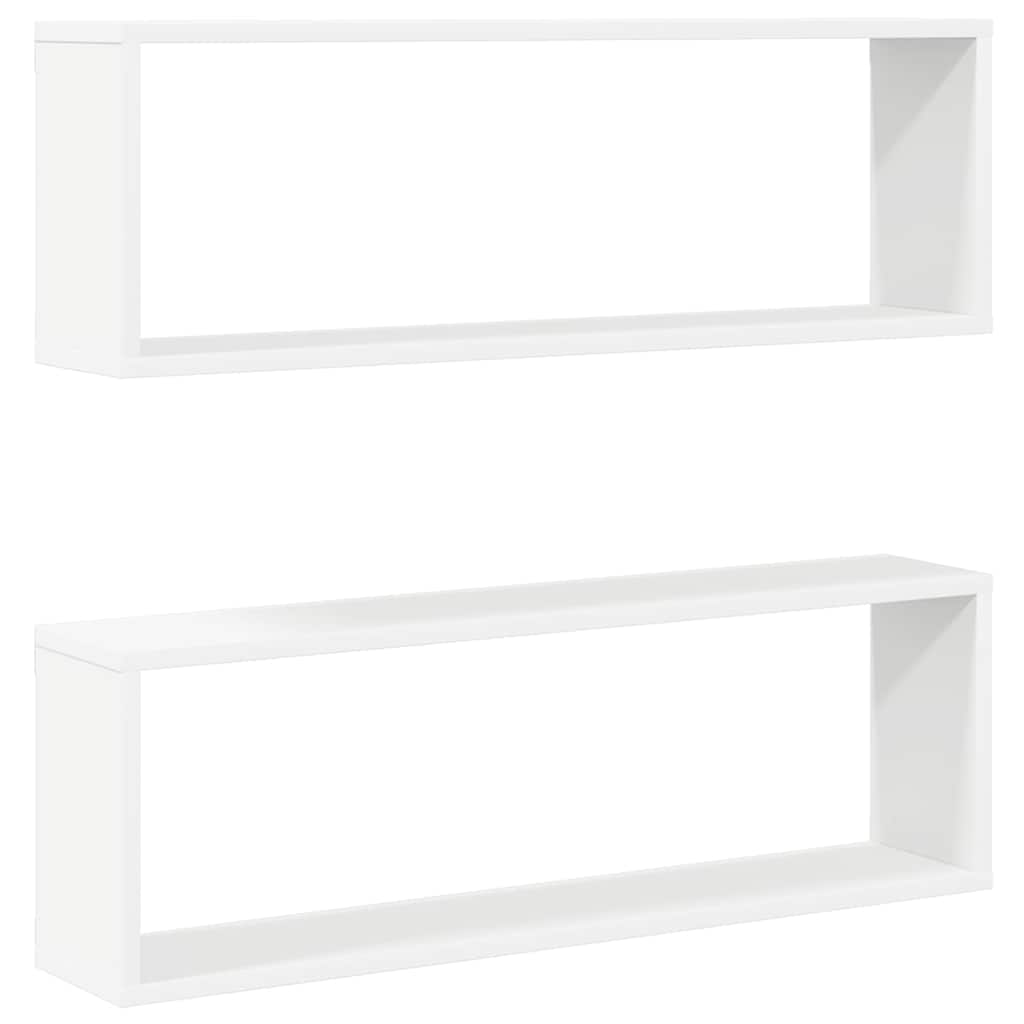væghylder 2 stk. 80x15x26,5 cm kubeformet konstrueret træ hvid