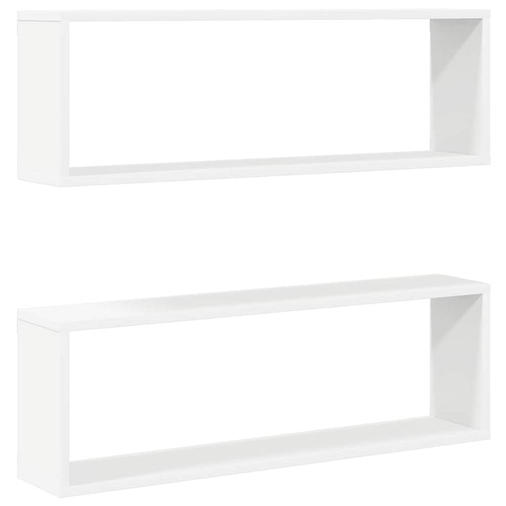 væghylder 2 stk. 80x15x26,5 cm kubeformet konstrueret træ hvid
