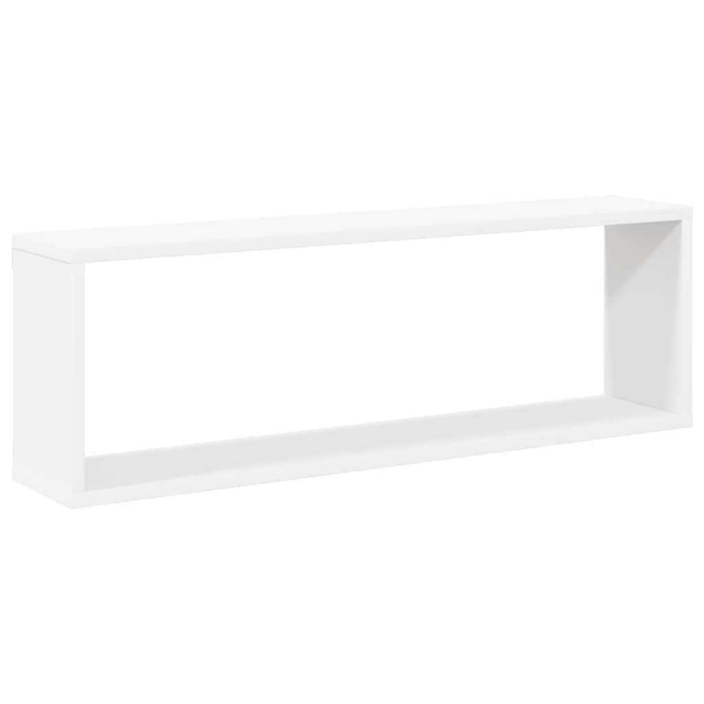 væghylder 2 stk. 80x15x26,5 cm kubeformet konstrueret træ hvid