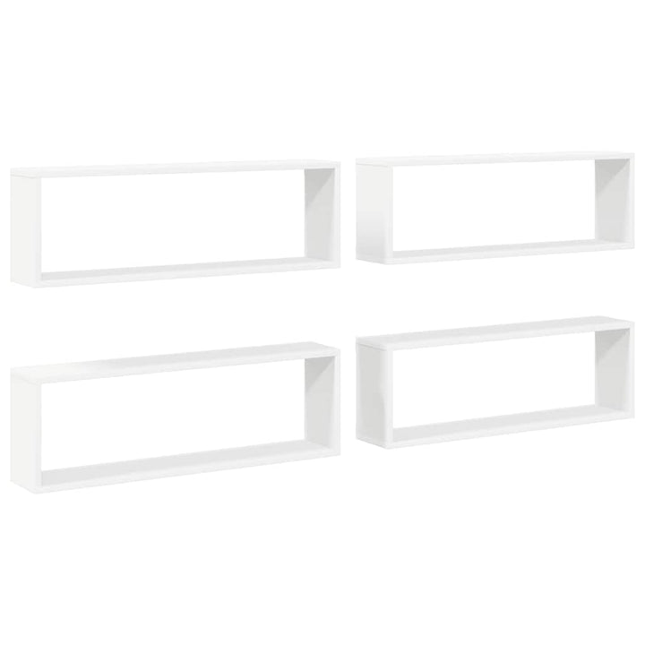 væghylder 4 stk. 80x15x26,5 cm kubeformet konstrueret træ hvid