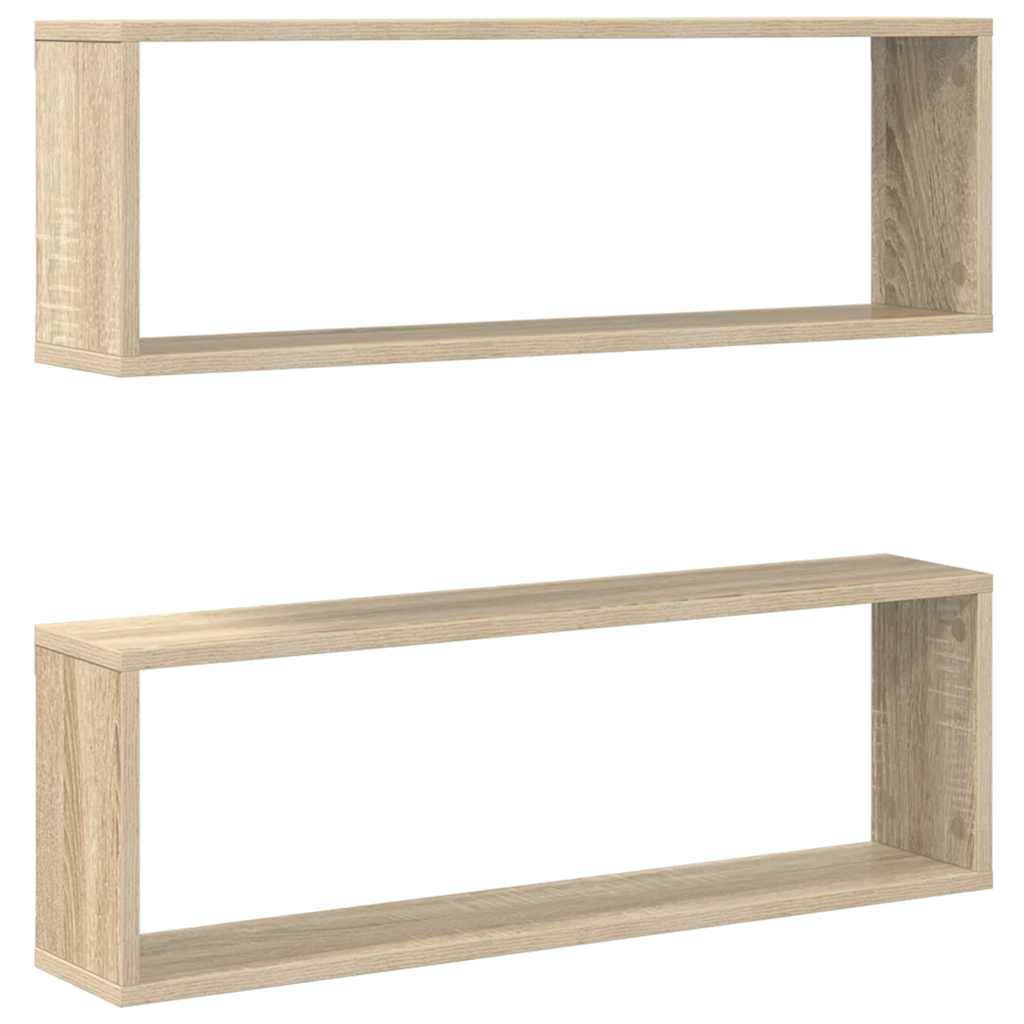 væghylder 2 stk. 80x15x26,5cm konstrueret træ sonoma-eg