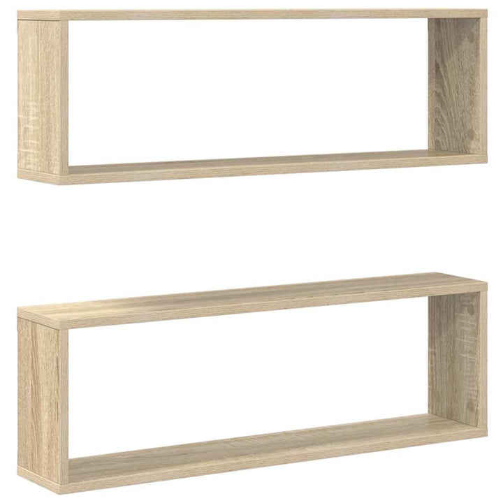 væghylder 2 stk. 80x15x26,5cm konstrueret træ sonoma-eg