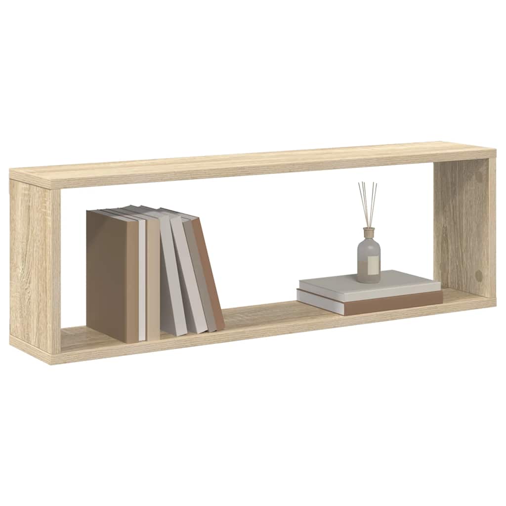 væghylder 4stk. 80x15x26,5cm kubeform konstrueret træ sonoma-eg