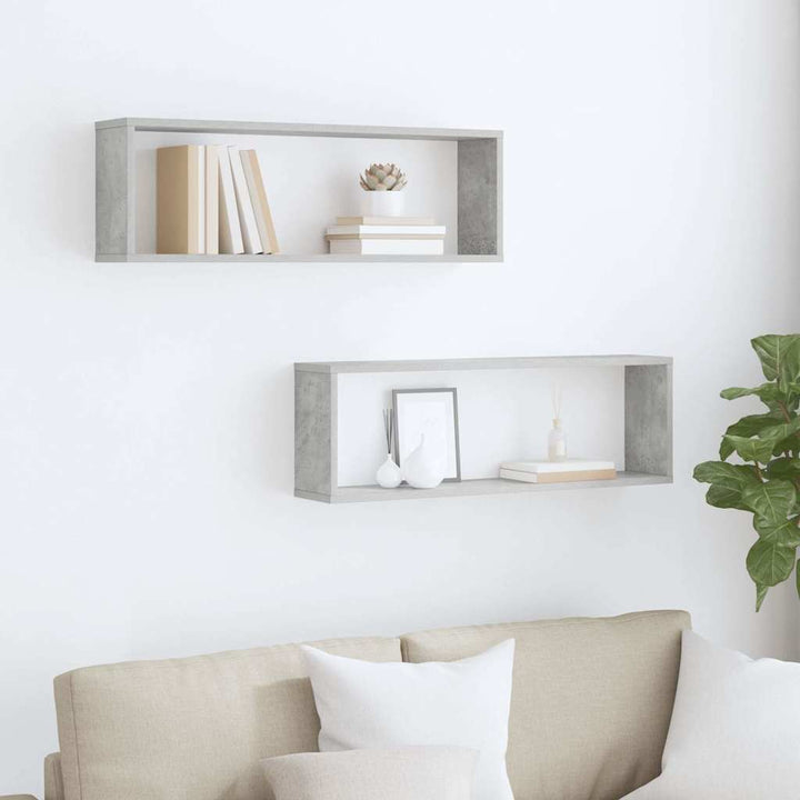 væghylder 2 stk. 80x15x26,5 cm konstrueret træ betongrå