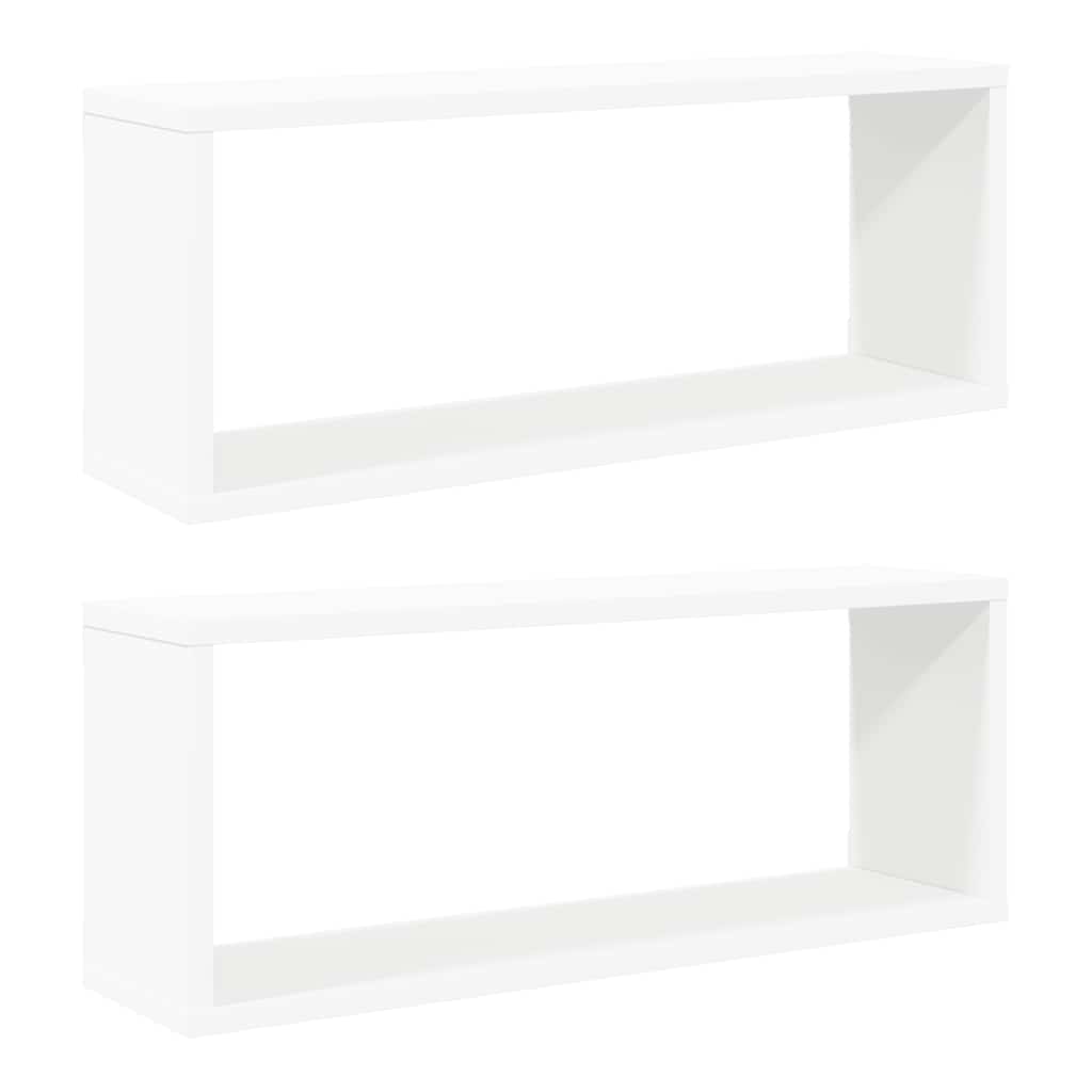 væghylder 2 stk. 60x15x23 cm kubeformet konstrueret træ hvid