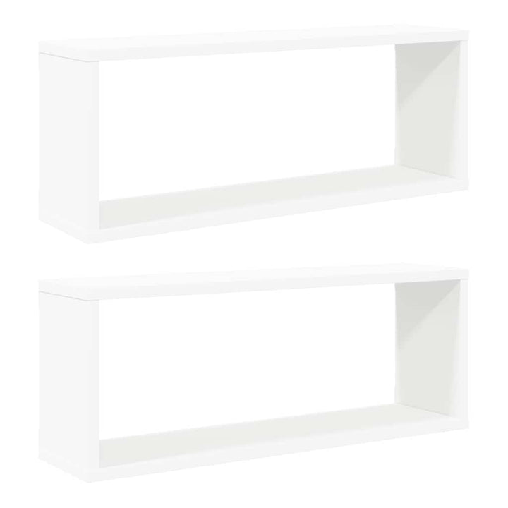 væghylder 2 stk. 60x15x23 cm kubeformet konstrueret træ hvid