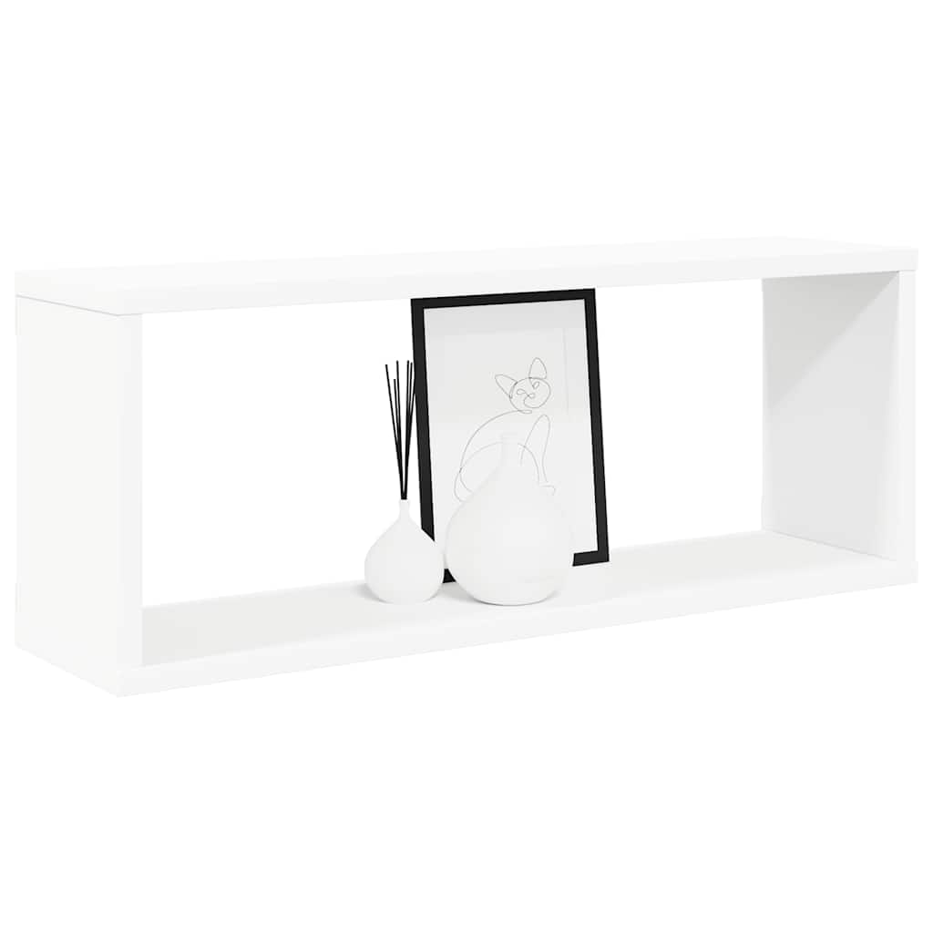 væghylder 2 stk. 60x15x23 cm kubeformet konstrueret træ hvid