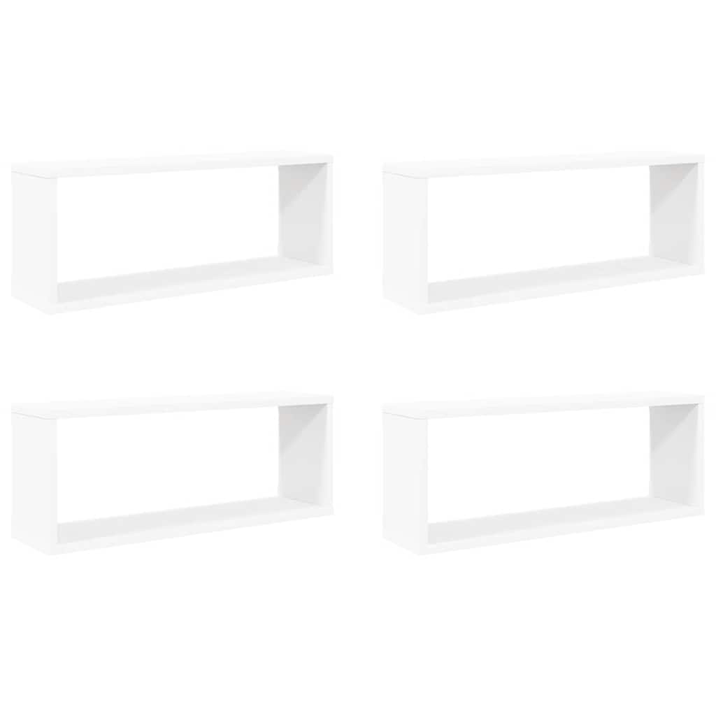 væghylder 4 stk. 60x15x23 cm kubeformet konstrueret træ hvid