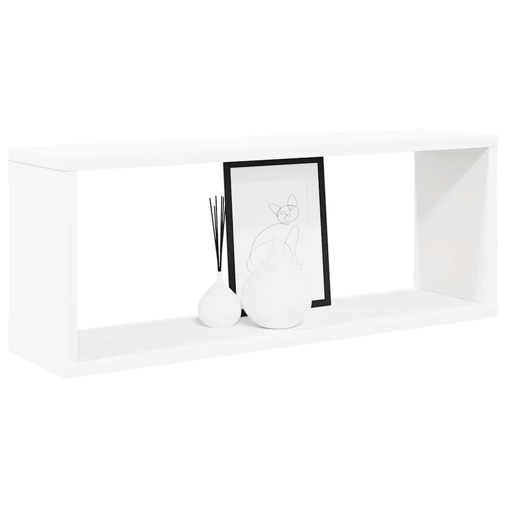 væghylder 4 stk. 60x15x23 cm kubeformet konstrueret træ hvid
