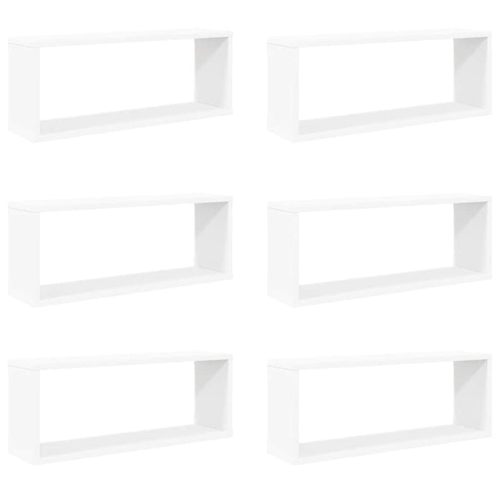 væghylder 6 stk. 60x15x23 cm kubeformet konstrueret træ hvid