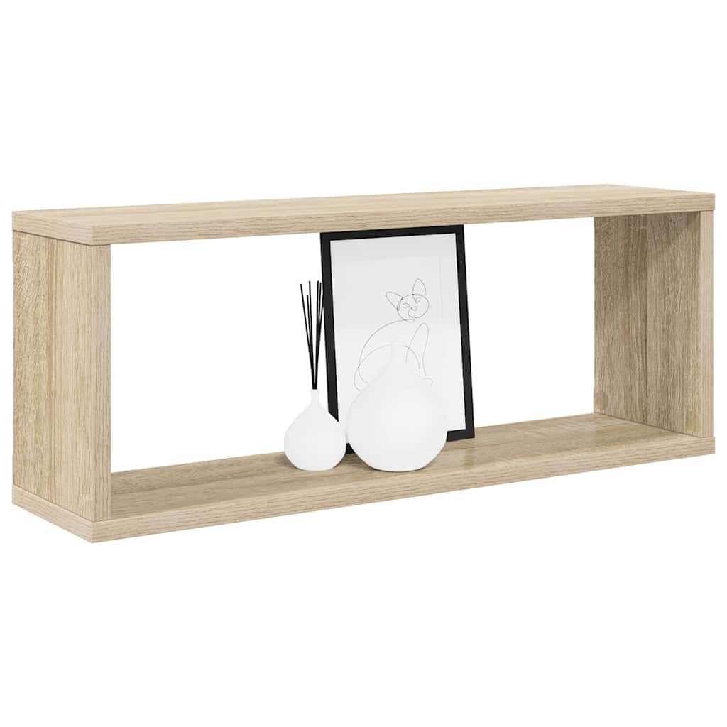 væghylder 2stk. 60x15x23cm kubeformet konstrueret træ sonoma-eg
