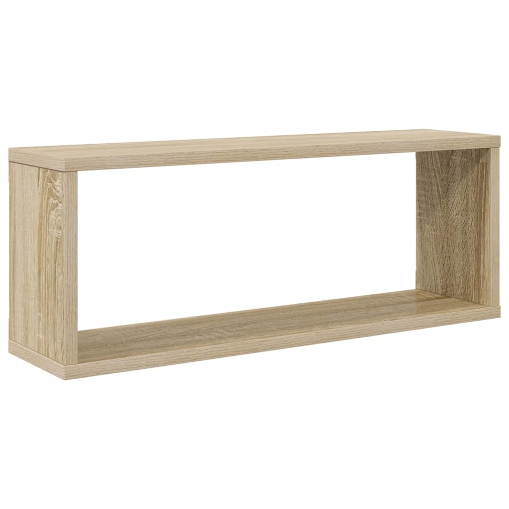 væghylder 2stk. 60x15x23cm kubeformet konstrueret træ sonoma-eg