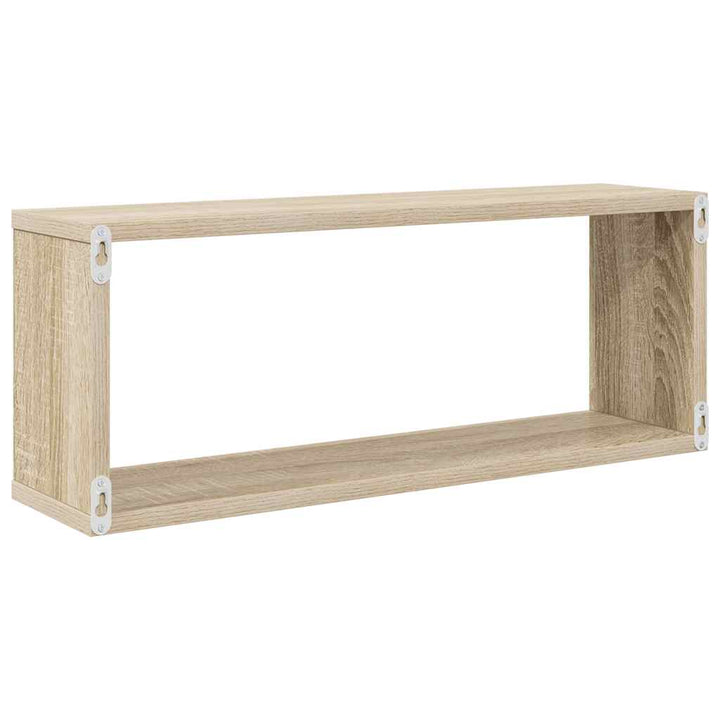 væghylder 2stk. 60x15x23cm kubeformet konstrueret træ sonoma-eg