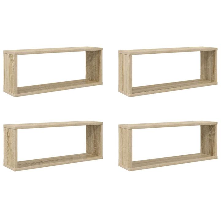 væghylder 4stk. 60x15x23cm kubeformet konstrueret træ sonoma-eg