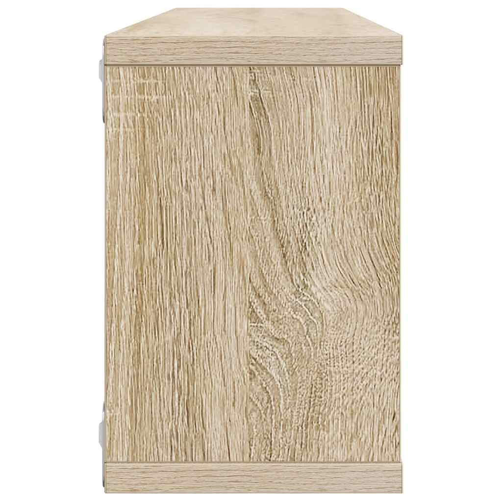 væghylder 4stk. 60x15x23cm kubeformet konstrueret træ sonoma-eg