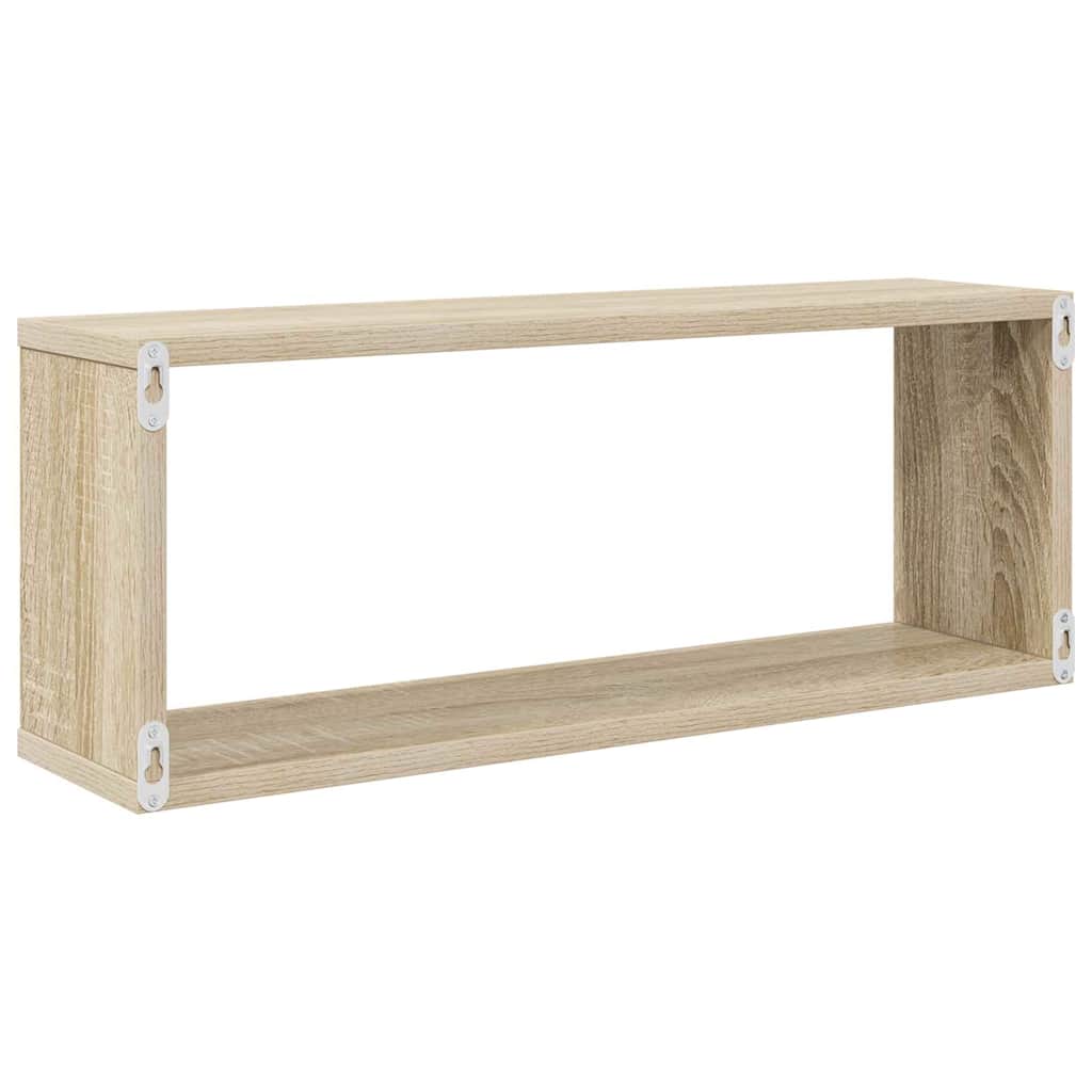 væghylder 4stk. 60x15x23cm kubeformet konstrueret træ sonoma-eg