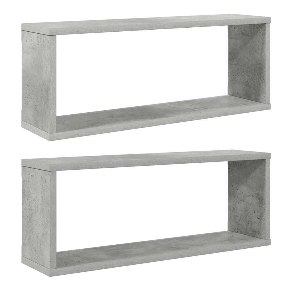 væghylder 2 stk. 60x15x23cm kubeformet konstrueret træ betongrå