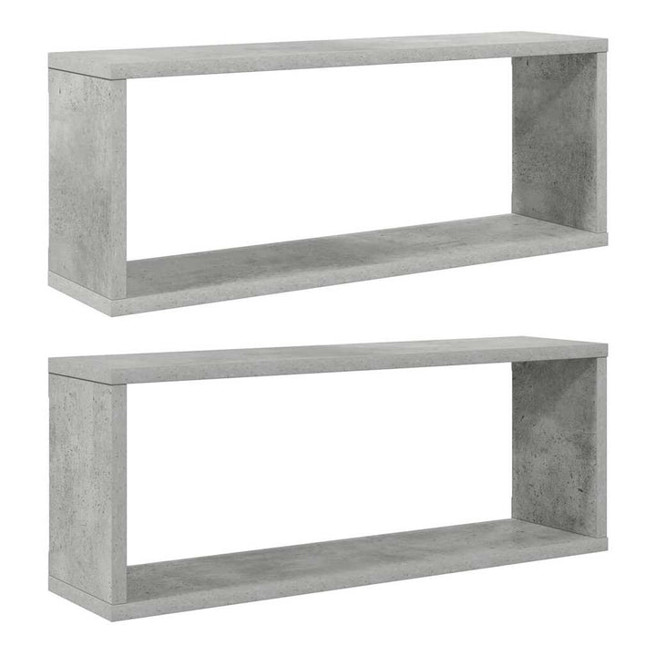 væghylder 2 stk. 60x15x23cm kubeformet konstrueret træ betongrå
