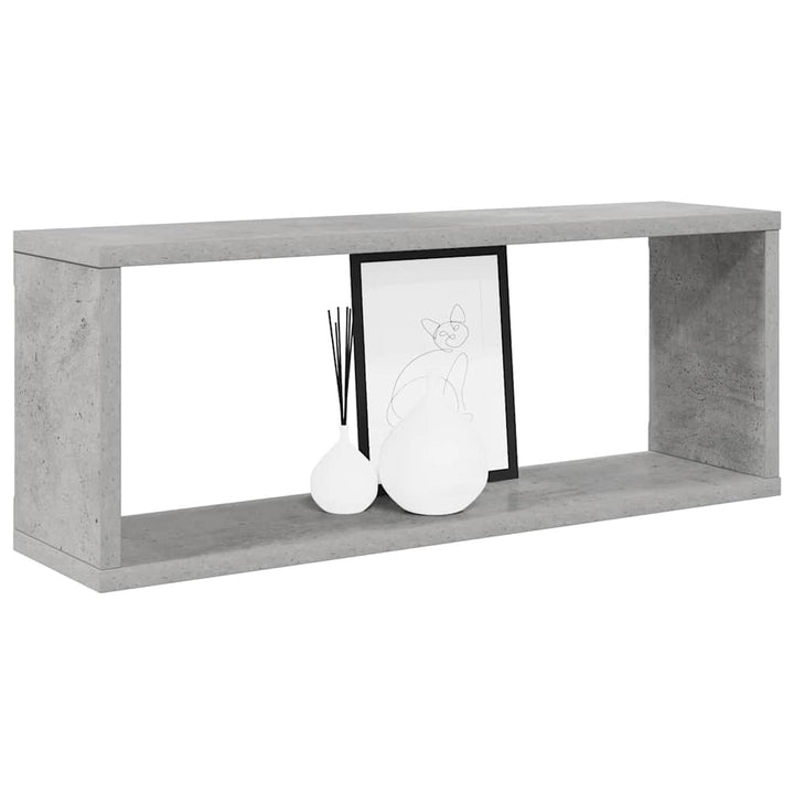 væghylder 2 stk. 60x15x23cm kubeformet konstrueret træ betongrå