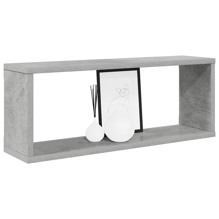 væghylder 2 stk. 60x15x23cm kubeformet konstrueret træ betongrå