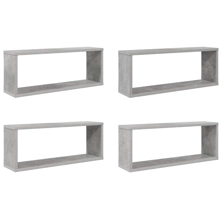 væghylder 4 stk. 60x15x23cm kubeformet konstrueret træ betongrå
