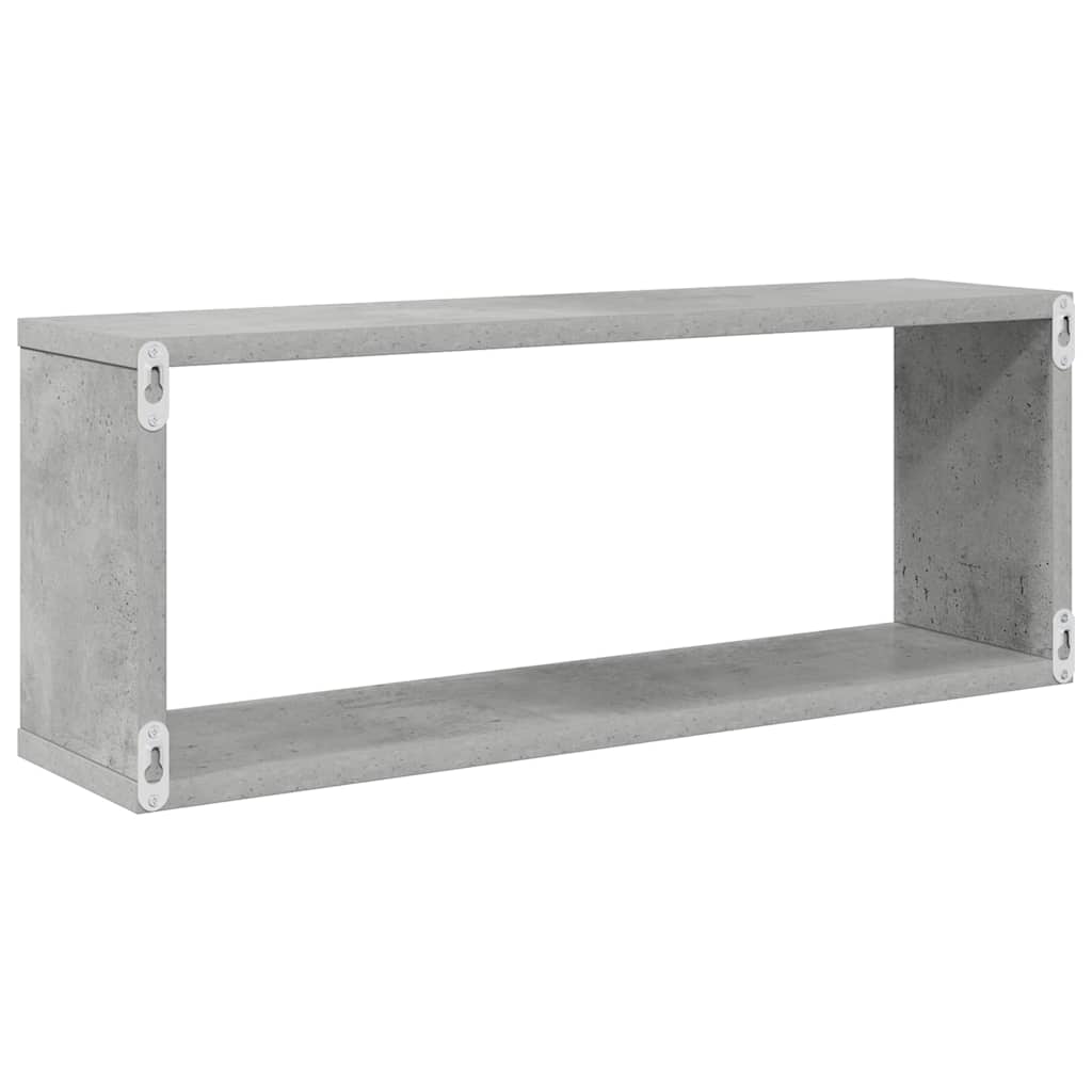 væghylder 4 stk. 60x15x23cm kubeformet konstrueret træ betongrå