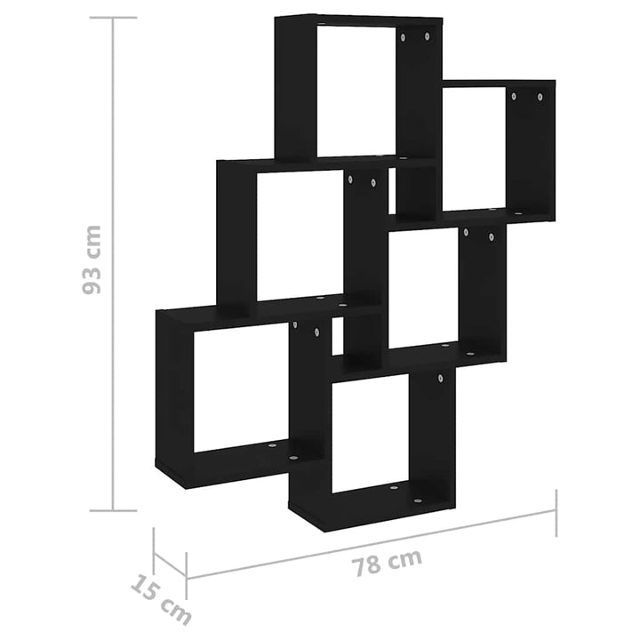 vægreol 78x15x93 cm konstrueret træ sort