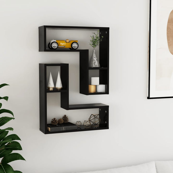 væghængte kubehylder 2 stk. 50x15x50 cm konstrueret træ sort