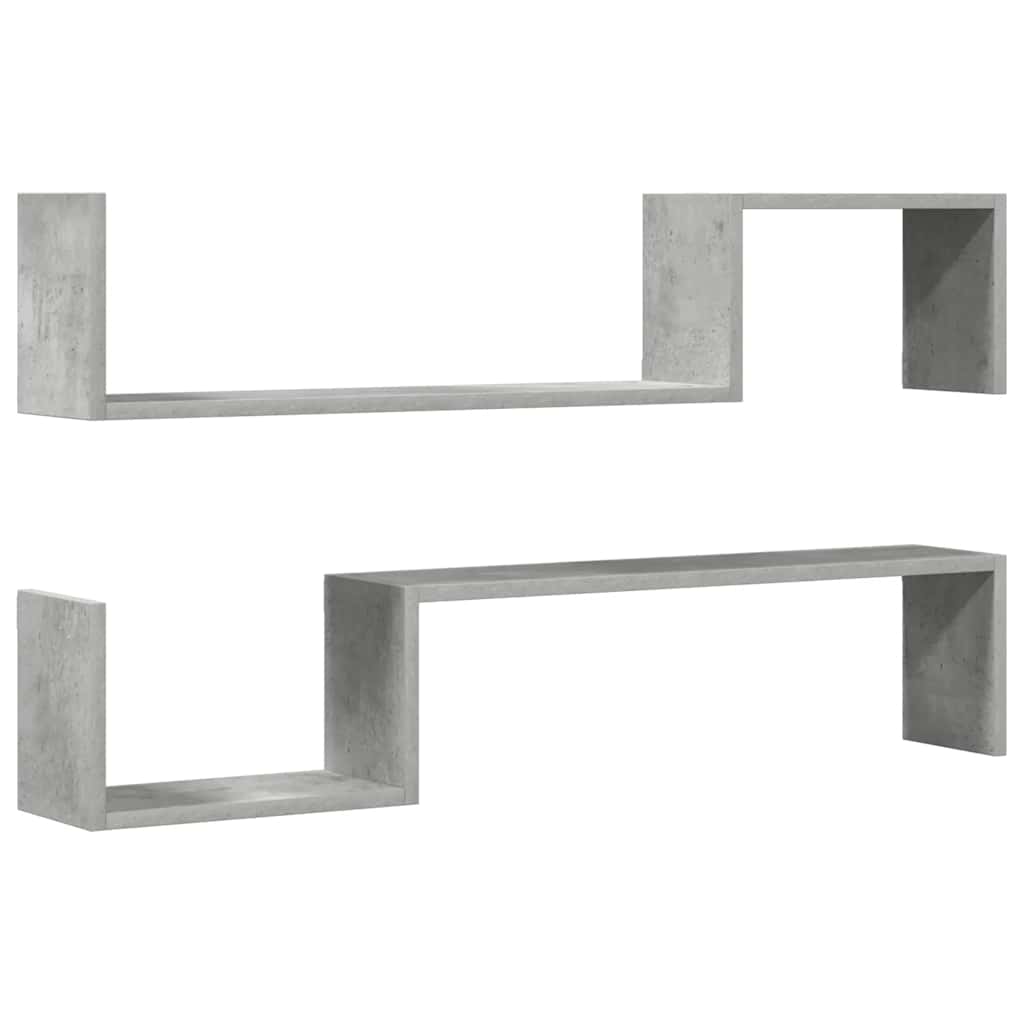væghylder 2 stk. 100x15x20 cm konstrueret træ betongrå