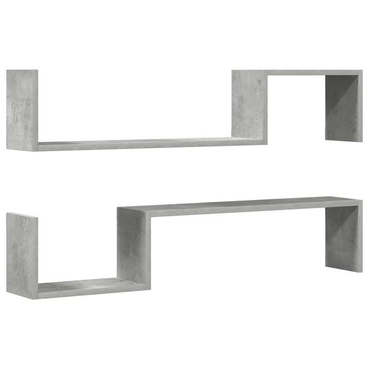 væghylder 2 stk. 100x15x20 cm konstrueret træ betongrå