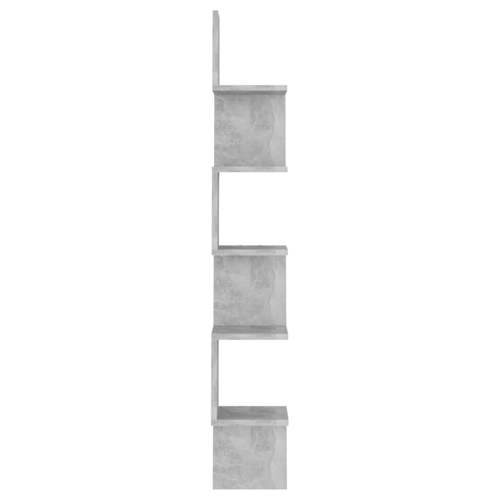 væghængt hjørnehylde 20x20x127,5 cm konstrueret træ betongrå