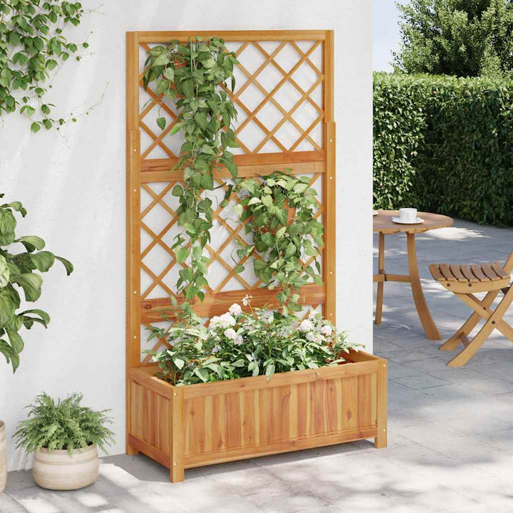 forhøjet plantekasse m. espalier 85x38x150 cm massivt akacietræ