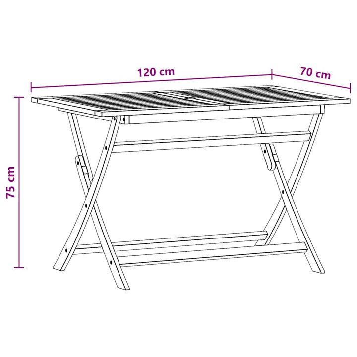 havebord 120x70x75 cm foldbart massivt eukalyptustræ