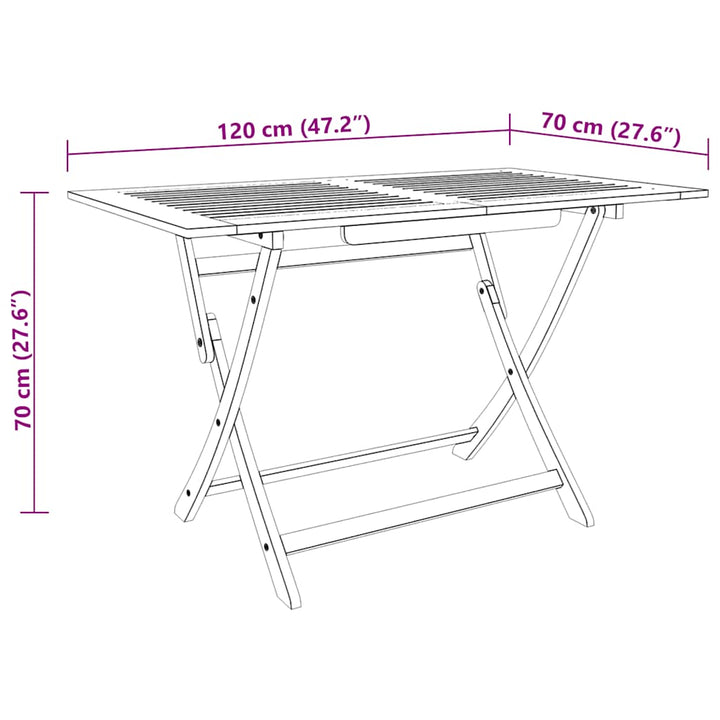 havebord 120x70x75 cm foldbart massivt eukalyptustræ