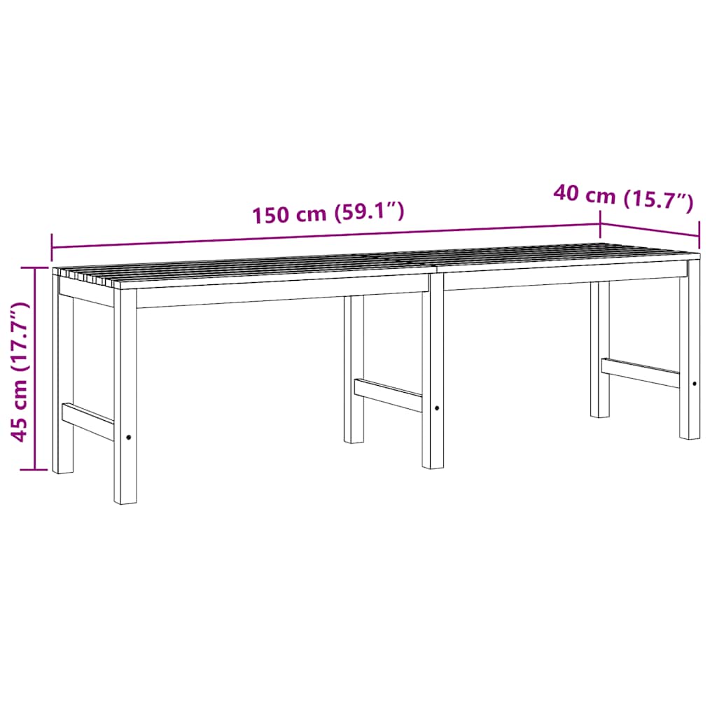 havebænk 150 cm massivt teaktræ