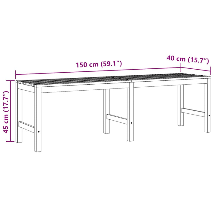 havebænk 150 cm massivt teaktræ