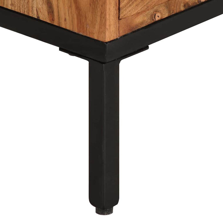 tv-bord 110x30x50 cm massivt akacietræ gyldenbrun og grå