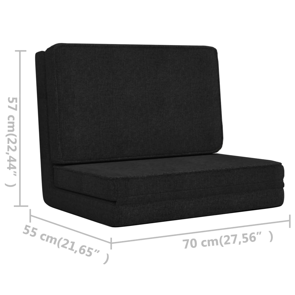 foldbar gulvstol stof sort