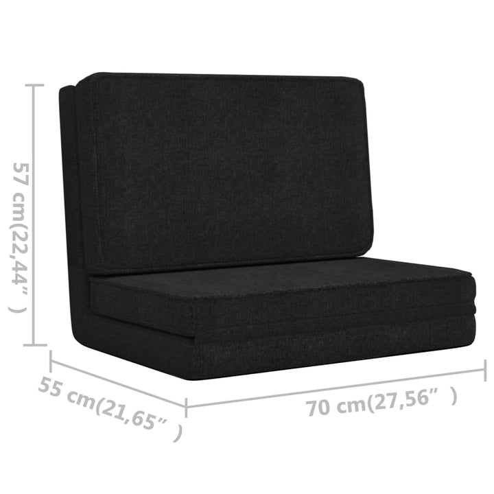 foldbar gulvstol stof sort