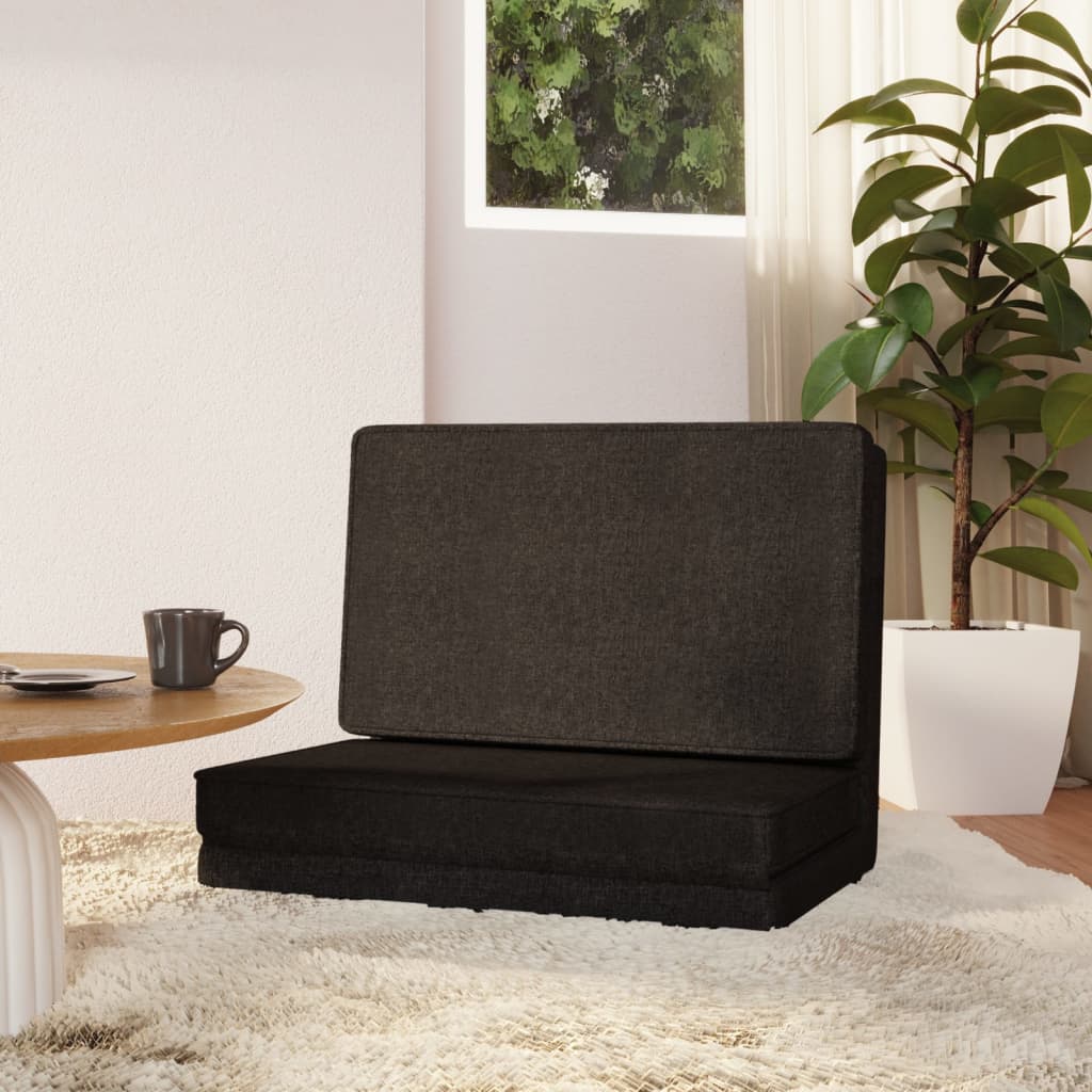 foldbar gulvstol stof sort