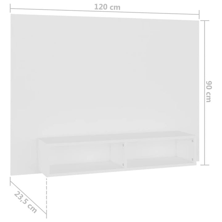 væghængt tv-skab 102x23,5x90 cm konstrueret træ hvid