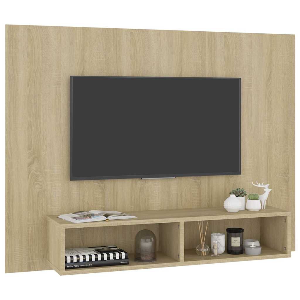 væghængt tv-skab 120x23,5x90 cm konstrueret træ sonoma-eg